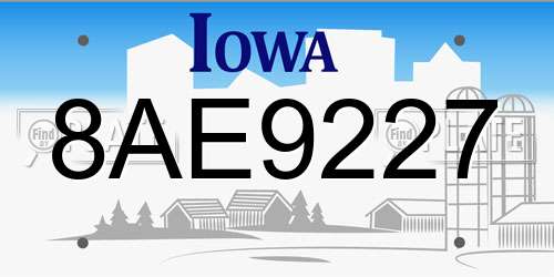 8AE9227 Iowa License Plate