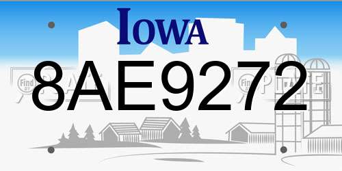 8AE9272 Iowa License Plate