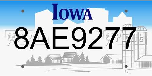 8AE9277 Iowa License Plate