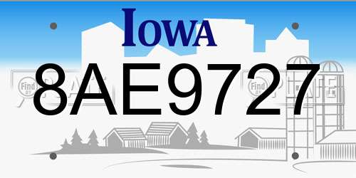 8AE9727 Iowa License Plate