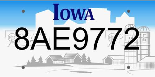 8AE9772 Iowa License Plate