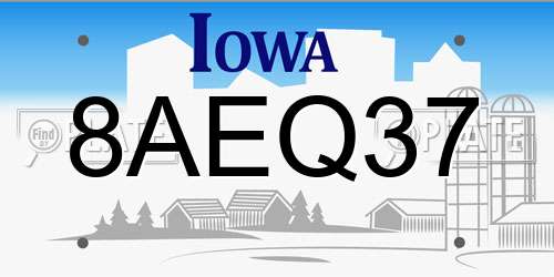 8AEQ37 Iowa License Plate