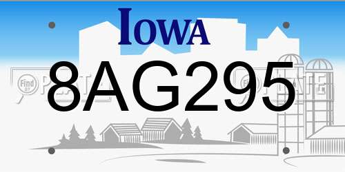 8AG295 Iowa License Plate