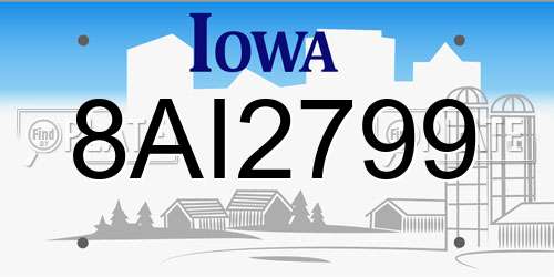 8AI2799 Iowa License Plate