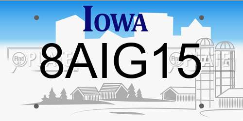8AIG15 Iowa License Plate