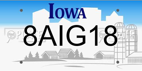 8AIG18 Iowa License Plate