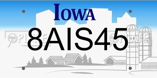 8AIS45 Iowa License Plate