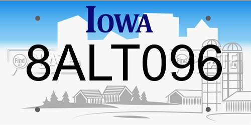 8ALT096 Iowa License Plate