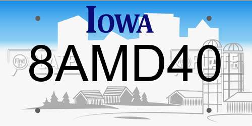 8AMD40 Iowa License Plate