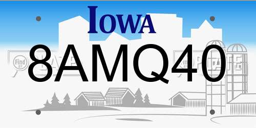 8AMQ40 Iowa License Plate