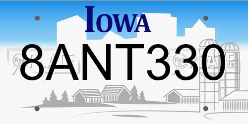 8ANT330 Iowa License Plate