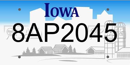 8AP2045 Iowa License Plate