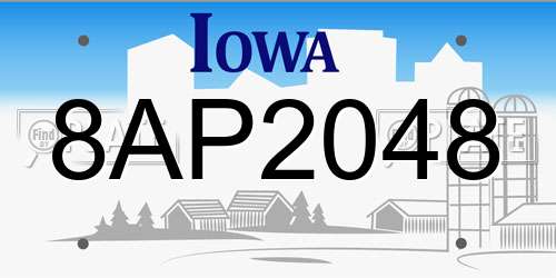 8AP2048 Iowa License Plate