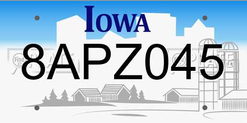 8APZ045 Iowa License Plate