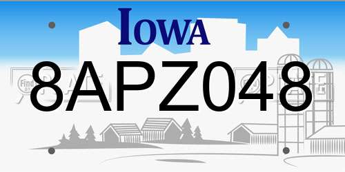 8APZ048 Iowa License Plate