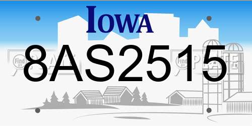 8AS2515 Iowa License Plate
