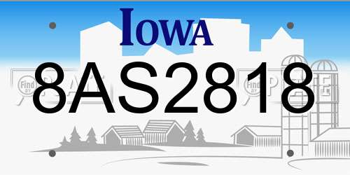 8AS2818 Iowa License Plate