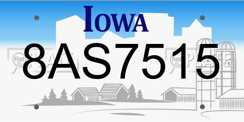 8AS7515 Iowa License Plate