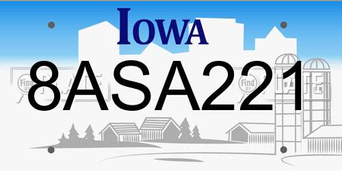 8ASA221 Iowa License Plate