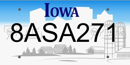 8ASA271 Iowa License Plate