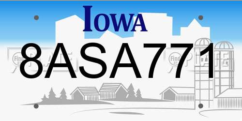 8ASA771 Iowa License Plate