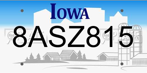8ASZ815 Iowa License Plate
