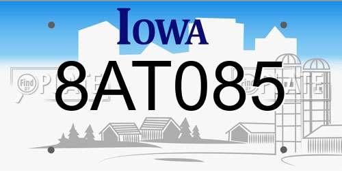 8AT085 Iowa License Plate
