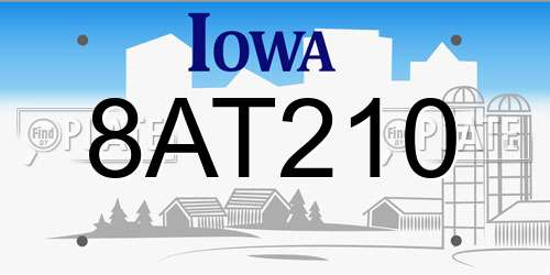 8AT210 Iowa License Plate