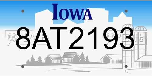 8AT2193 Iowa License Plate