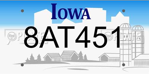 8AT451 Iowa License Plate