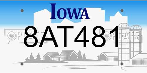 8AT481 Iowa License Plate