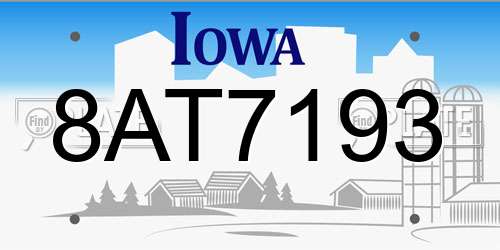 8AT7193 Iowa License Plate