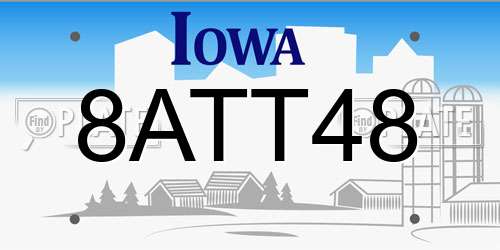 8ATT48 Iowa License Plate