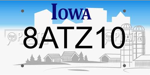 8ATZ10 Iowa License Plate