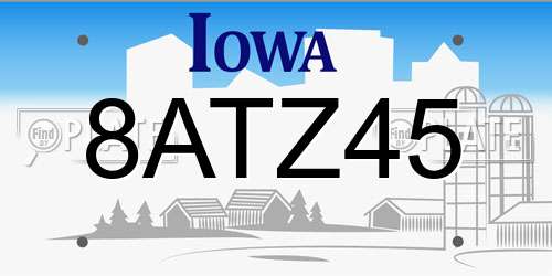 8ATZ45 Iowa License Plate