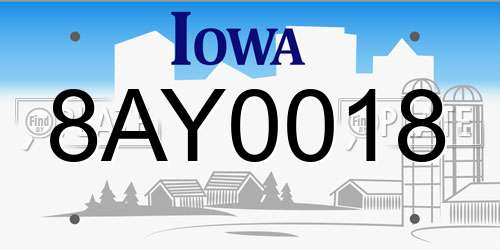 8AY0018 Iowa License Plate