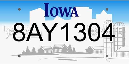 8AY1304 Iowa License Plate