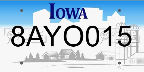 8AYO015 Iowa License Plate