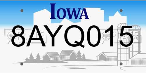 8AYQ015 Iowa License Plate