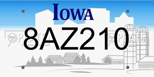 8AZ210 Iowa License Plate
