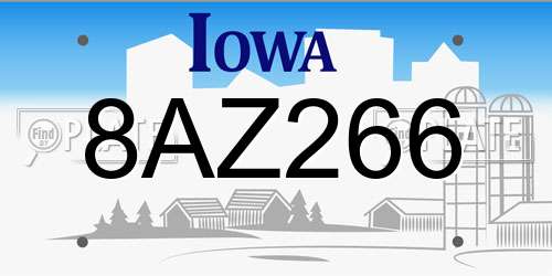 8AZ266 Iowa License Plate