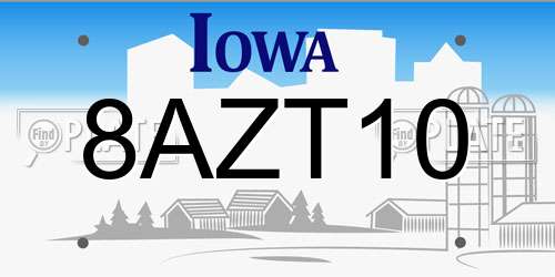 8AZT10 Iowa License Plate