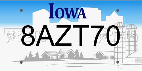 8AZT70 Iowa License Plate