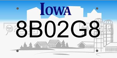 8B02G8 Iowa License Plate