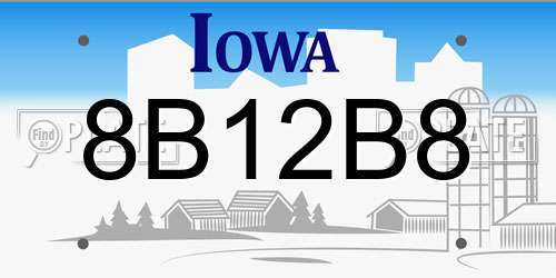 8B12B8 Iowa License Plate