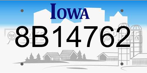 8B14762 Iowa License Plate