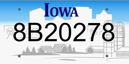 8B20278 Iowa License Plate