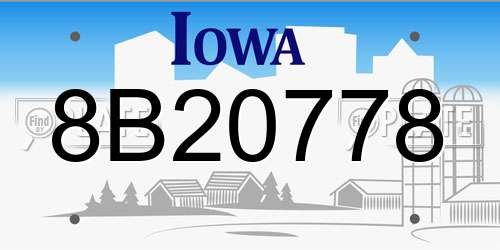 8B20778 Iowa License Plate