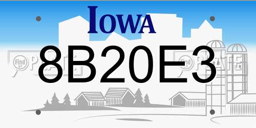 8B20E3 Iowa License Plate