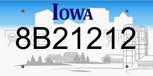 8B21212 Iowa License Plate